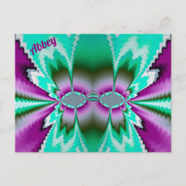 ABBEY ~ 3D Fractal Design Pattern ~ Groen Paarse Briefkaart