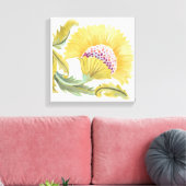 Abbey Floral Tegel - Geel Canvas Afdruk (Insitu (Woonkamer))