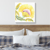 Abbey Floral Tegel - Geel Canvas Afdruk (Insitu (Slaapkamer))