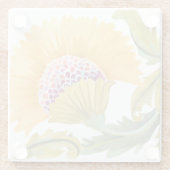 Abbey Floral Tegel - Geel Glazen Onderzetter (Achterkant)