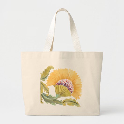 Abbey Floral Tegel - Geel Grote Tote Bag (Voorkant)