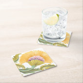 Abbey Floral Tegel - Geel Kartonnen Onderzetters (Insitu)