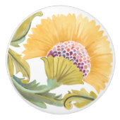 Abbey Floral Tegel - Geel Keramische Knop (Voorkant)