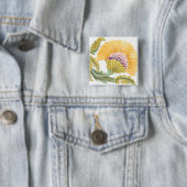 Abbey Floral Tegel - Geel Vierkante Button 5,1 Cm (In situ)