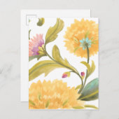 Abbey Floral Tegels - Gele bloemen Briefkaart (Voorkant / Achterkant)