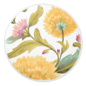 Abbey Floral Tegels - Gele bloemen Keramische Knop (Voorkant)