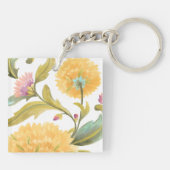 Abbey Floral Tegels - Gele bloemen Sleutelhanger (Achterkant)