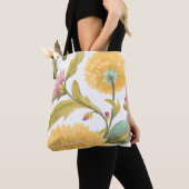 Abbey Floral Tegels - Gele bloemen Tote Bag (Dichtbij)