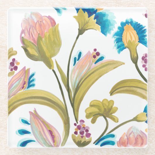 Abbey Floral Tegels - Spring Flowers Glazen Onderzetter (Voorkant)