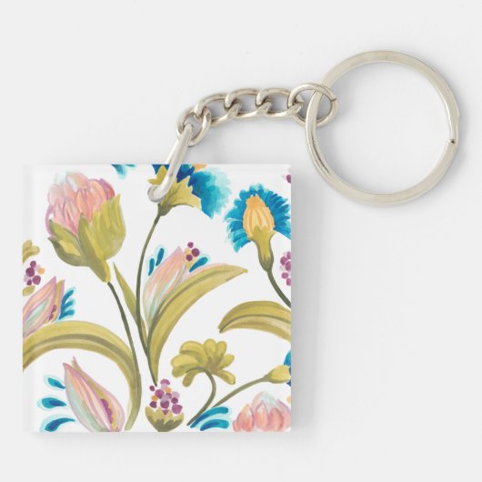 Abbey Floral Tegels - Spring Flowers Sleutelhanger (Achterkant)