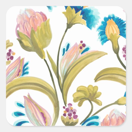 Abbey Floral Tegels - Spring Flowers Vierkante Sticker (Voorkant)