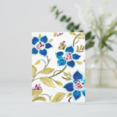 Abbey Floral Tiles - Blauwe Bloomen Briefkaart (Staand voorkant)