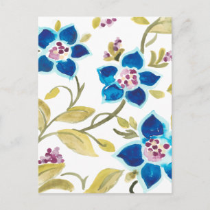Abbey Floral Tiles - Blauwe Bloomen Briefkaart