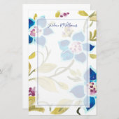 Abbey Floral Tiles - Blue Blooms Briefpapier (Voorkant / Achterkant)
