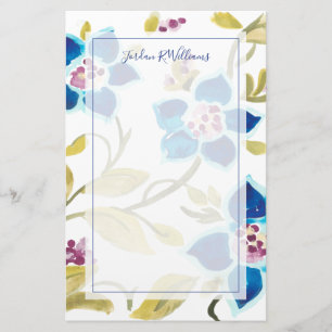 Abbey Floral Tiles - Blue Blooms Briefpapier