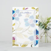Abbey Floral Tiles - Blue Blooms Briefpapier (Staand voorkant)