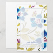 Abbey Floral Tiles - Blue Blooms Briefpapier (Voorkant / Achterkant)