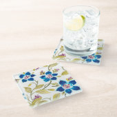 Abbey Floral Tiles - Blue Blooms Glazen Onderzetter (Schuin)