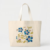 Abbey Floral Tiles - Blue Blooms Grote Tote Bag (Voorkant)