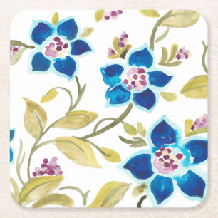 Abbey Floral Tiles - Blue Blooms Kartonnen Onderzetters