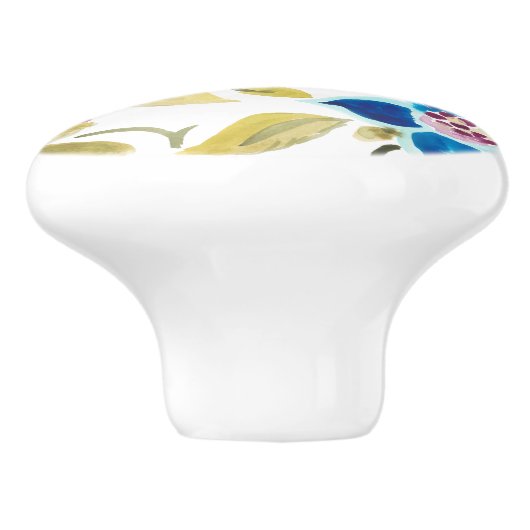 Abbey Floral Tiles - Blue Blooms Keramische Knop (Zijkant)