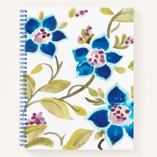 Abbey Floral Tiles - Blue Blooms Notitieboek (Voorkant)