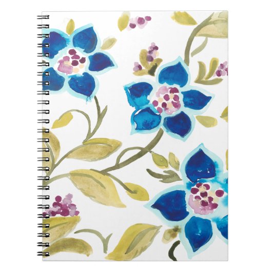 Abbey Floral Tiles - Blue Blooms Notitieboek (Voorkant)