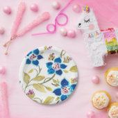 Abbey Floral Tiles - Blue Blooms Papieren Bordje (Feest)