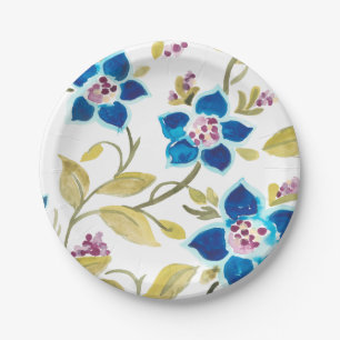 Abbey Floral Tiles - Blue Blooms Papieren Bordje