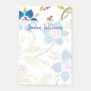 Abbey Floral Tiles - Blue Blooms Post-it® Notes