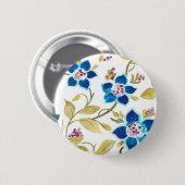 Abbey Floral Tiles - Blue Blooms Ronde Button 5,7 Cm (Voorkant /achterkant)