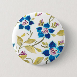 Abbey Floral Tiles - Blue Blooms Ronde Button 5,7 Cm