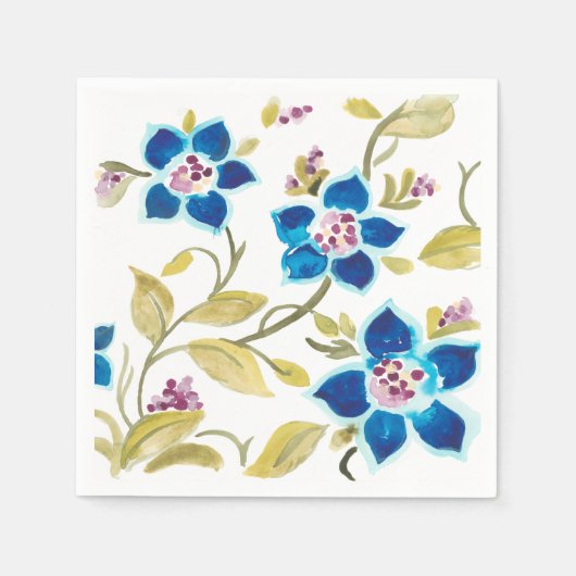 Abbey Floral Tiles - Blue Blooms Servet (Voorkant)