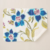 Abbey Floral Tiles - Blue Blooms Sherpa Deken (Voorkant (horizontaal))