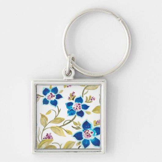 Abbey Floral Tiles - Blue Blooms Sleutelhanger (Voorkant)