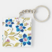 Abbey Floral Tiles - Blue Blooms Sleutelhanger (Achterkant)