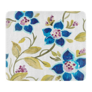 Abbey Floral Tiles - Blue Blooms Snijplank