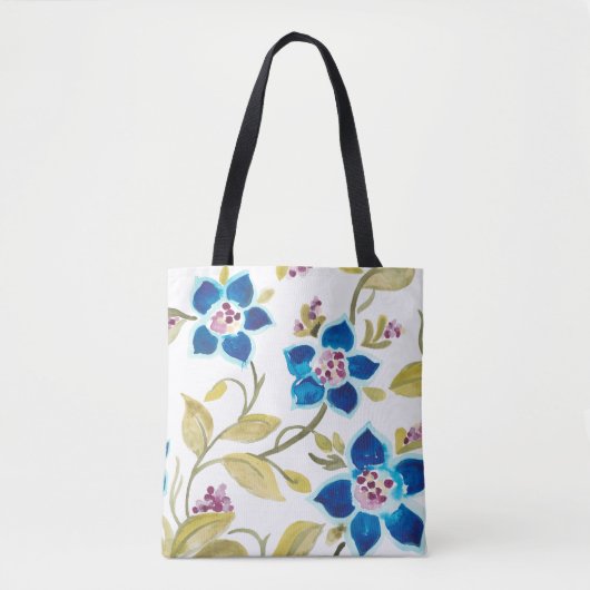 Abbey Floral Tiles - Blue Blooms Tote Bag (Voorkant)