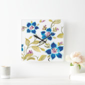 Abbey Floral Tiles - Blue Blooms Vierkante Klok (Huis)