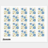 Abbey Floral Tiles - Blue Blooms Vierkante Sticker (Vel)