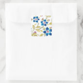 Abbey Floral Tiles - Blue Blooms Vierkante Sticker (Tas)