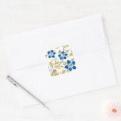Abbey Floral Tiles - Blue Blooms Vierkante Sticker (Envelop)