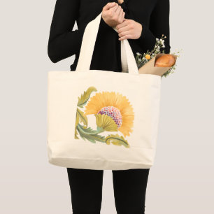 Abbey Floral Tiles - Geel Grote Tote Bag
