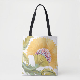 Abbey Floral Tiles - Geel Tote Bag