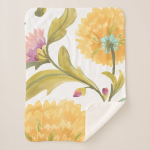 Abbey Floral Tiles - Gele Bloemen Sherpa Deken