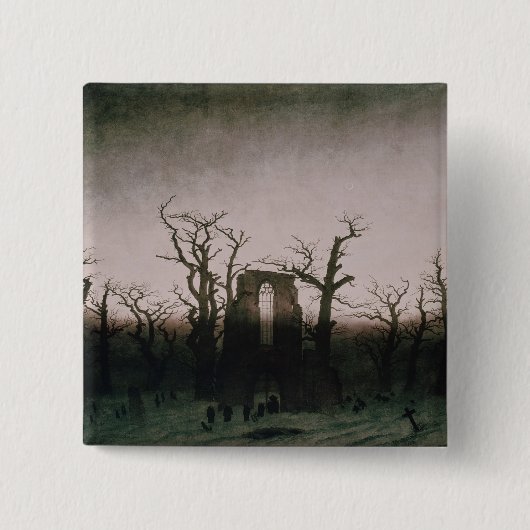 Abbey in de Oakwood, 1810 Vierkante Button 5,1 Cm (Voorkant)