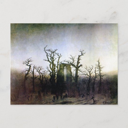 Abbey in een oak bos door Caspar David Friedrich Briefkaart (Voorkant)