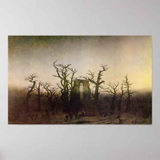 Abbey in een oak bos door Caspar David Friedrich Poster (Voorkant)