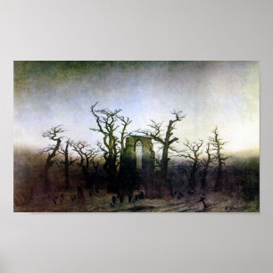 Abbey in een oak bos door Caspar David Friedrich Poster