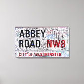 Abbey Road Sign Londen bedekt met graffiti Canvas Afdruk (Voorkant)